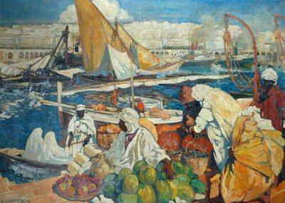 Alger La Blanche - Quay Scene, Algiers by Leon Cauvy